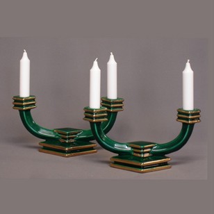 Pair of ceramic Art Deco candle sticks.